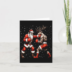 Tarjeta Suéter de Navidades de renos de boxeo de Santa Cla