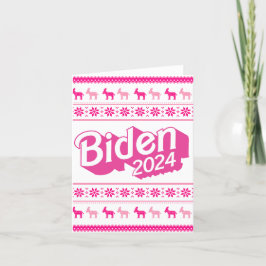 Tarjeta Suéter de Navidades rosados Biden 2024
