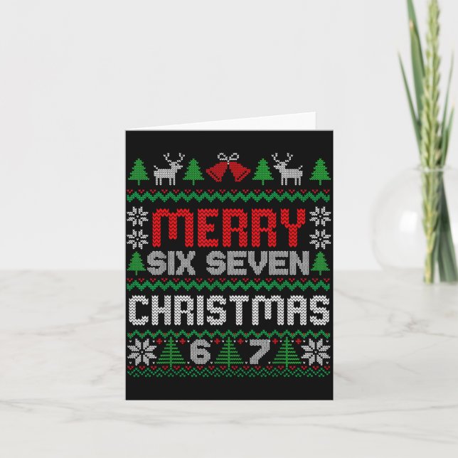 Tarjeta Suéter feo de Navidad 67 Seis Siete 6 7 Meme Diver (Anverso)