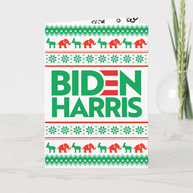 Tarjeta SUÉTER FEO DE NAVIDAD BIDEN HARRIS (Verde) (Anverso)