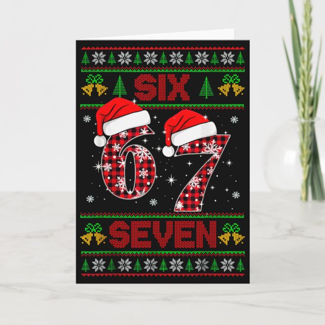 Tarjeta Suéter feo de Navidad del meme 67 seis siete para  (Anverso)