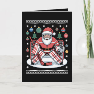 Tarjeta Suéter Feo de Navidad del Portero de Hockey de San