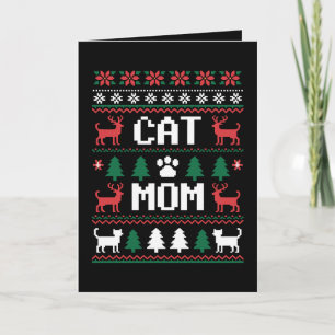 Tarjeta Suéter feo de Navidad para mamá de gato Pata Reno