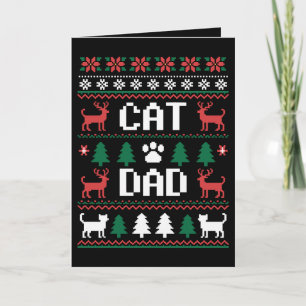 Tarjeta Suéter feo de Navidad para papá gato Pata Reno Nav