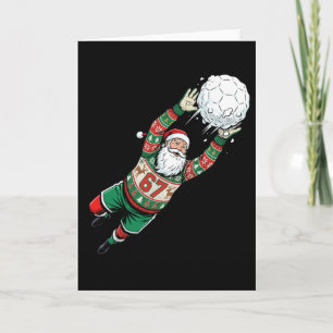 Tarjeta Suéter feo divertido de Navidad del portero de fút
