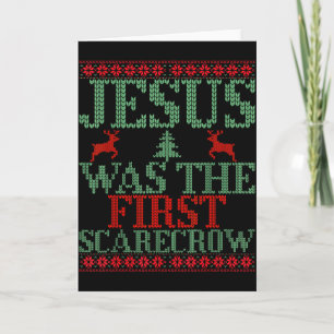 Tarjeta Suéter feo divertido Jesús fue el primer espantapá