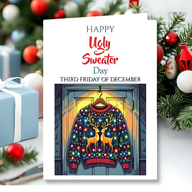 Tarjeta Suéter Feo Feliz | Tercer viernes de diciembre (Subido por el creador)