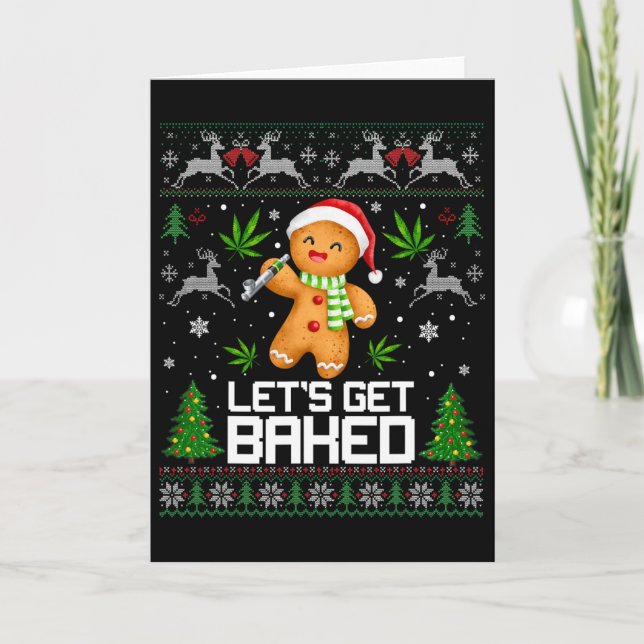 Tarjeta Suéter Feo Marihuana Navidad Xmas  (Anverso)
