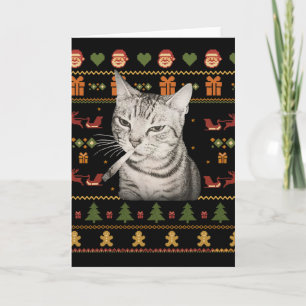 Tarjeta Suéteres Feos De Navidad Divertidos Para Gatos Fum