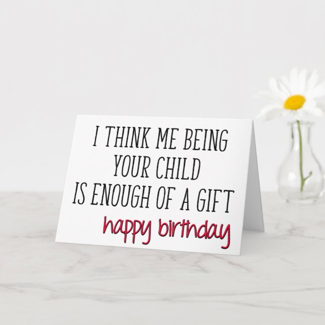 Tarjeta Suficiente De Un Regalo, Mamá Graciosa, Papá Feliz (Planta pequeña)
