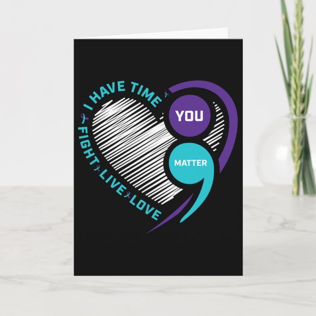 Tarjeta Suicide Awareness Prevention Heart Semi Colon You  (Anverso)