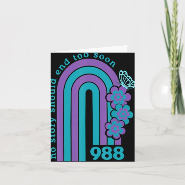 Tarjeta Suicide Prevention 988 No Story Should End Too Soo (Anverso)