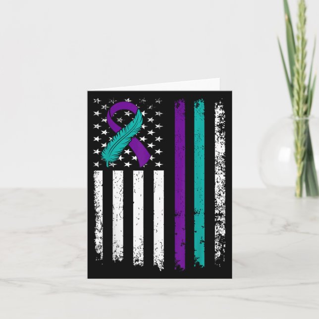 Tarjeta Suicide Prevention Awareness American Flag Ribbon  (Anverso)