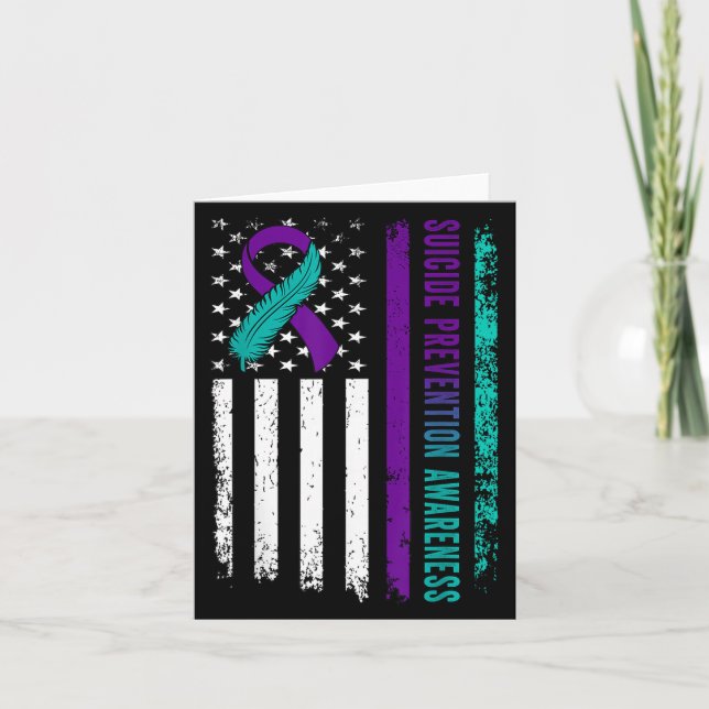 Tarjeta Suicide Prevention Awareness American Flag Ribbon  (Anverso)