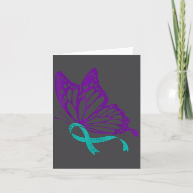 Tarjeta Suicide Prevention Awareness Teal &amp; Purple Rib (Anverso)