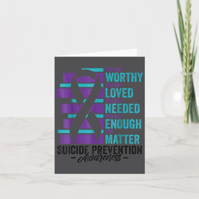 Tarjeta Suicide Prevention Awareness You Are Worthy Loved  (Anverso)