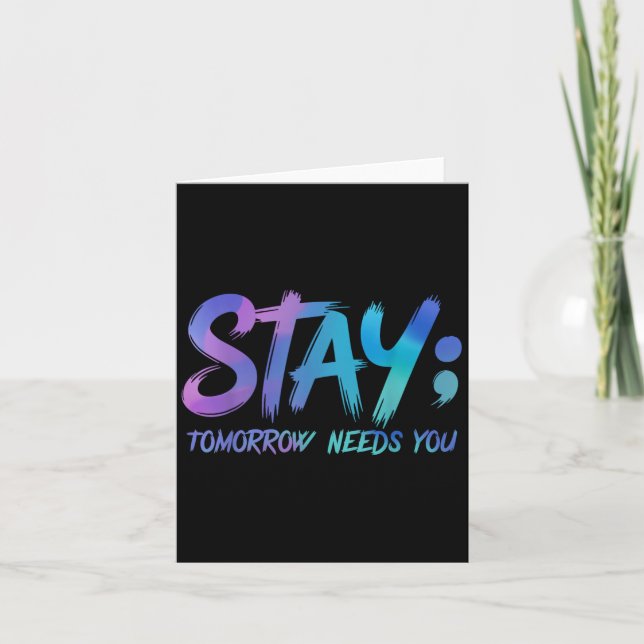 Tarjeta Suicide Prevention Stay Tomorrow Needs You Awarene (Anverso)