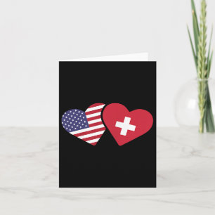 Tarjeta Suiza Bandera De Ee.Uu. En El Corazón De Camisas S