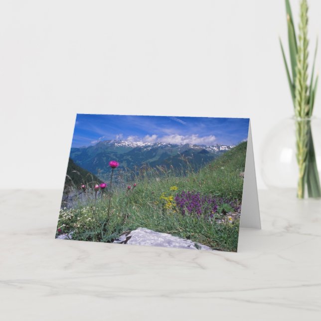 Tarjeta suiza de las montañas (Anverso)