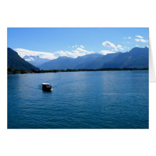 Tarjeta Suiza sobre el lago Lemán