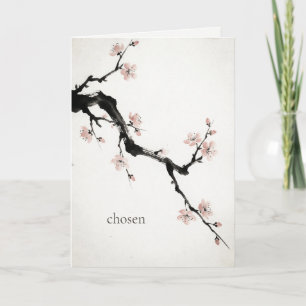 Tarjeta Sumi-E Tinta Flor de Cerezo Galentine Elegida