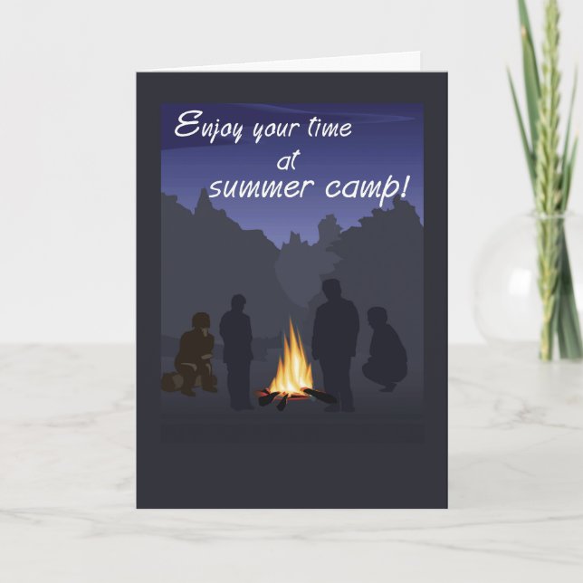 Tarjeta Summer Camp Campfire Thinking of You (Anverso)