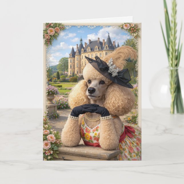 Tarjeta  Summer Is In The Air, Poodle Blank Card (Anverso)