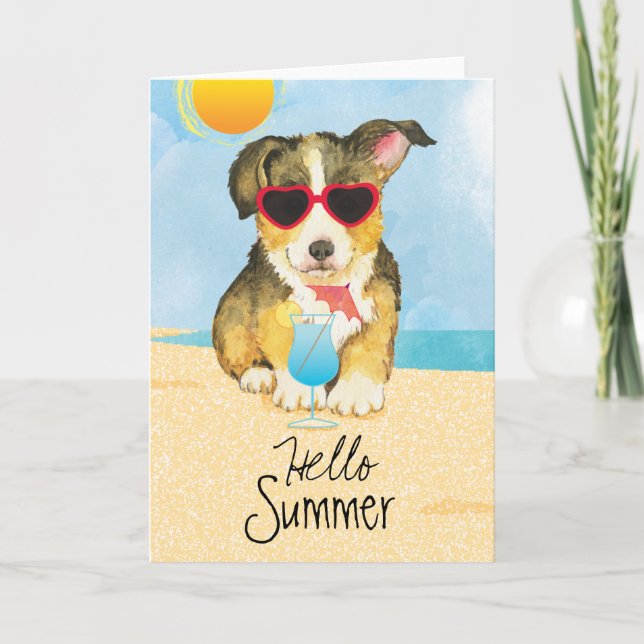 Tarjeta Summer Pembroke Welsh Corgi (Anverso)