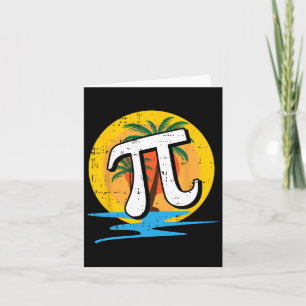 Tarjeta Summer Pi Day Retro Beach Símbolos de matemáticas 