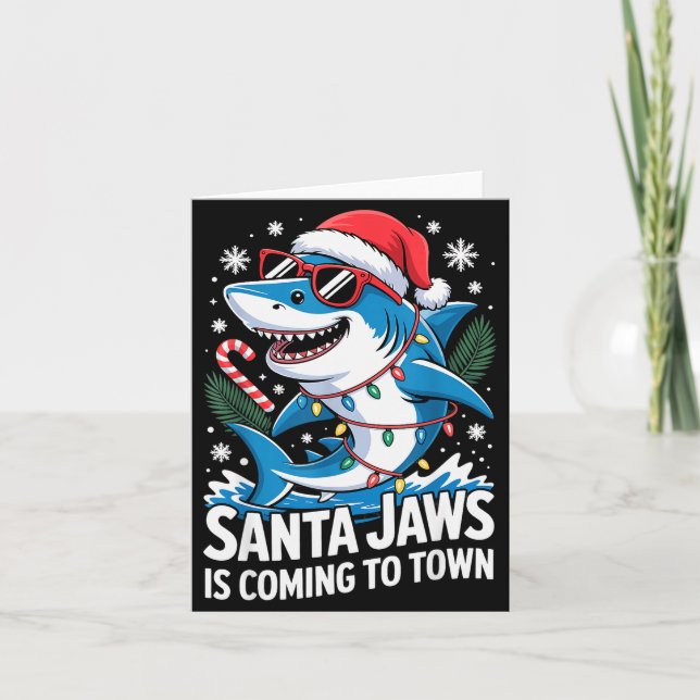 Tarjeta Summer Santa Jaws Vacation Christmas In July Shark (Anverso)