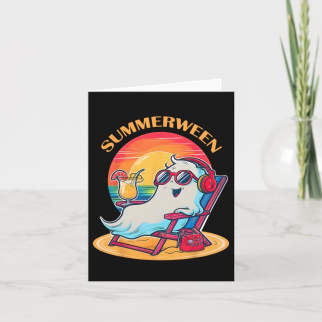 Tarjeta Summerween Cute Spooky Summer Ghost Halloween Love (Anverso)