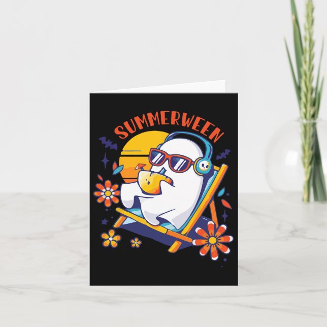 Tarjeta Summerween Cute Spooky Summer Ghost Halloween Love (Anverso)
