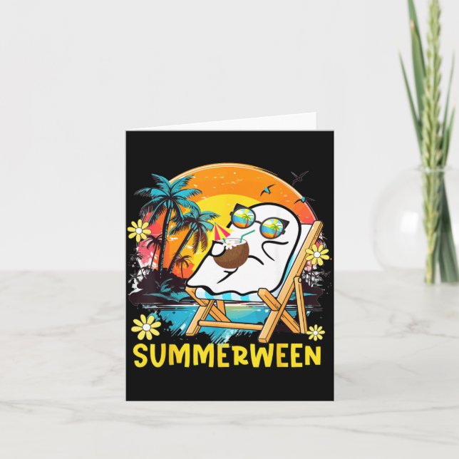 Tarjeta Summerween Divertido Verano Halloween Fantasma Ver (Anverso)