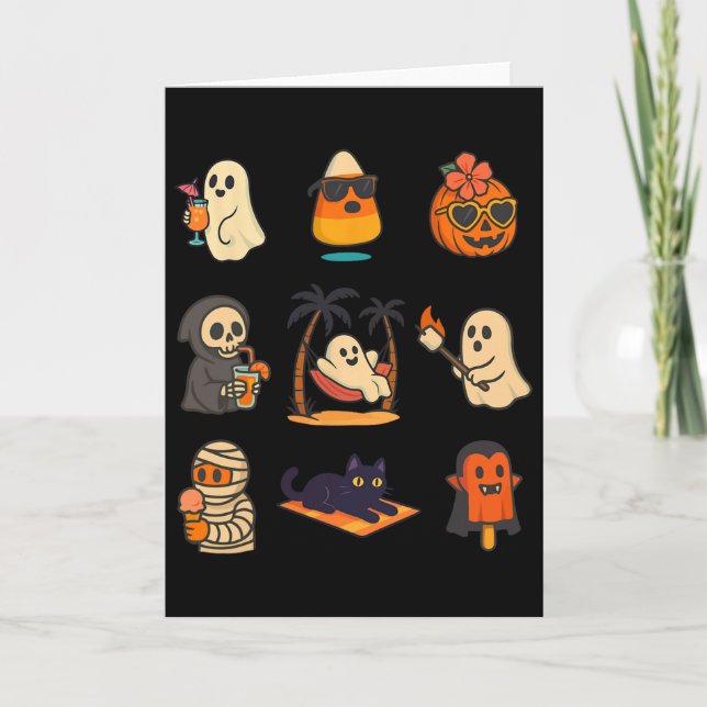 Tarjeta Summerween Ghost Pumpkin Halloween Spookeen Summer (Anverso)