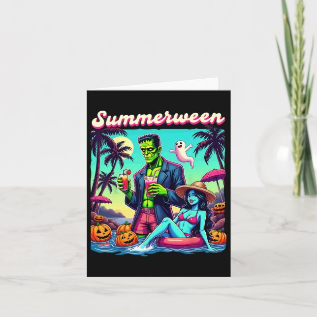 Tarjeta Summerween Summer Halloween Zombie Frankenstein Bo (Anverso)
