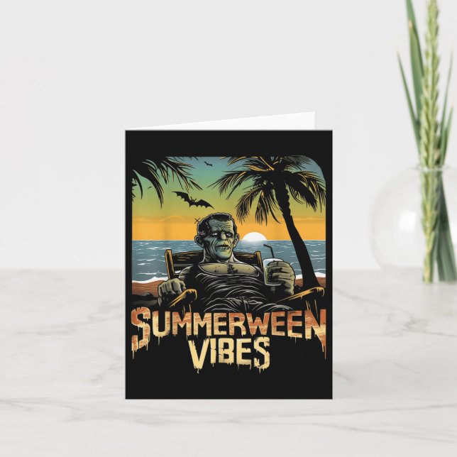 Tarjeta Summerween Vibes Frankenstein Summer Halloween (Anverso)
