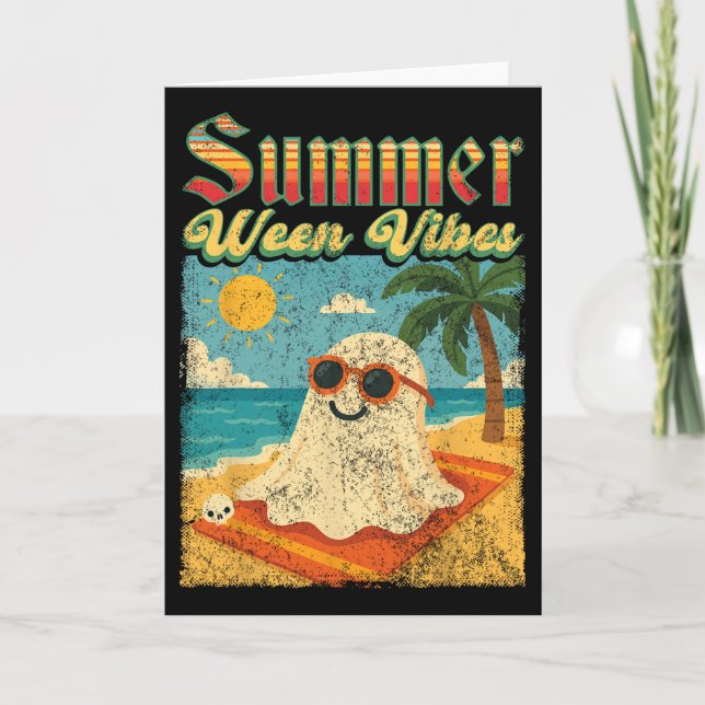 Tarjeta Summerween Vibes Ghost Funny Summer Halloween (Anverso)