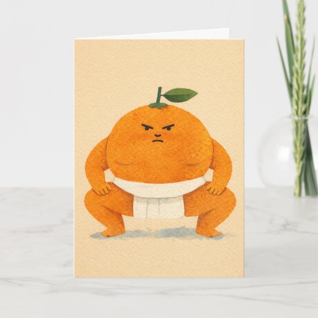 Tarjeta Sumo Orange Greeting Card (Anverso)