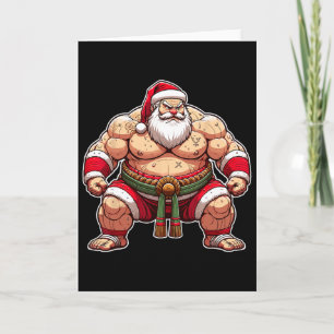 Tarjeta Sumo Santa Luchador Japonés Japón Navidad Fría