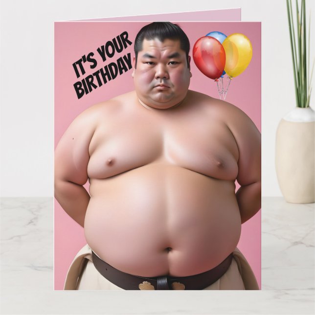 TARJETA SUMO WRESTLER FUNNY BIRTHDAY GRANDES GRANDES TARJE (Anverso)