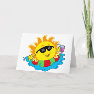 Tarjeta Sun feliz en la piscina