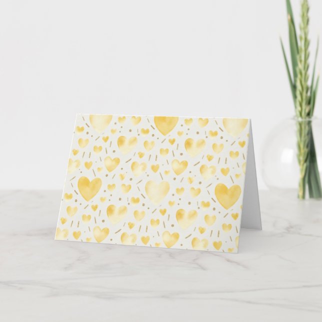 Tarjeta Sun-Kissed Citrine Watercolor Hearts (Anverso)