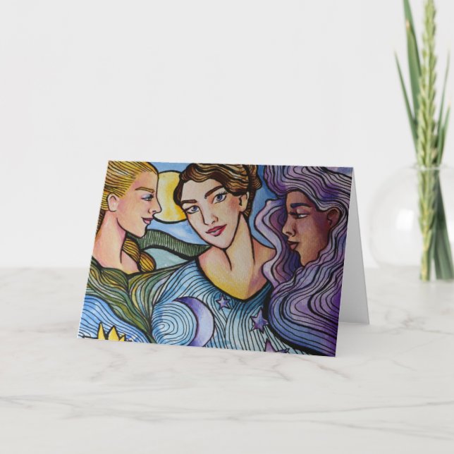 Tarjeta Sun Moon Stars Feminine Art (Anverso)