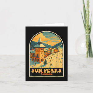 Tarjeta Sun Peaks Canada Vintage Design Retro Ski Village