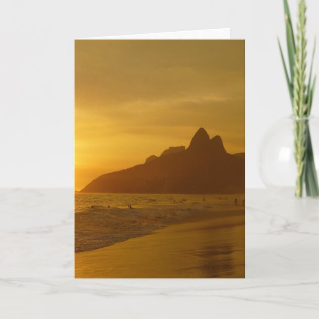Tarjeta Sun Set en la playa de Ipanema Brasil (Anverso)