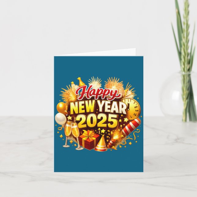 Tarjeta Sunflower 2026 Happy New Year Funny Bow Butterfly  (Anverso)