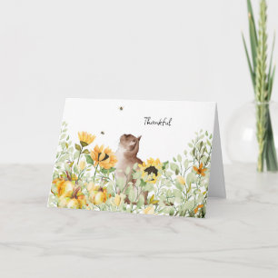 Tarjeta Sunflower acuarela y el día de acción de gracias a