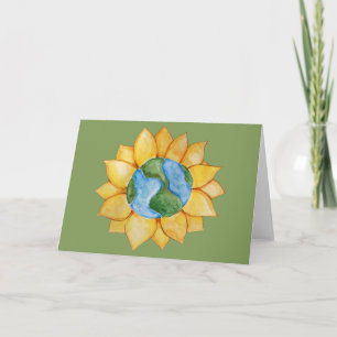 Tarjeta Sunflower Earth Day Art acuarela