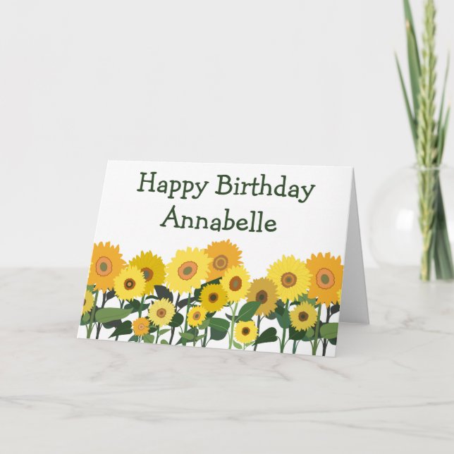 Tarjeta Sunflower Happy Birthday Hermoso Personalizado (Anverso)