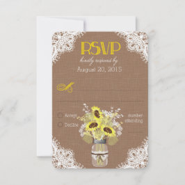 Tarjeta Sunflower Lace Mason Jar RSVP